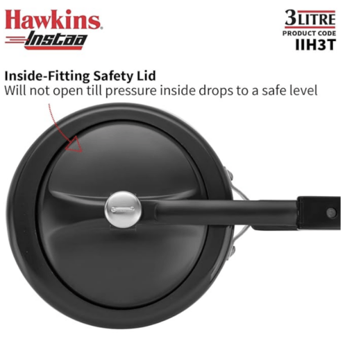 Hawkins 3 Litre Instaa Pressure Cooker, Induction Inner Lid Cooker, Tall Body Hard Anodised Cooker, Best Black Cooker, Black (Iih3T), 3 Liter - Image 4